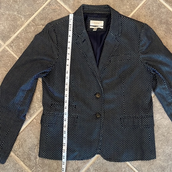 J. Crew Schoolboy cotton navy dotted women’s blazer size 12, polka dot - Picture 5 of 8